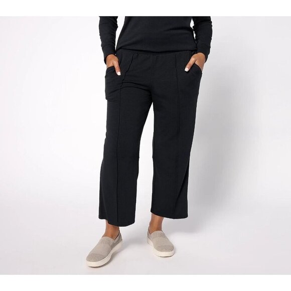 Studio Park Pants - Studio Park x Leah Williams Tall French Terry Lounge Pant Black,Tall Large